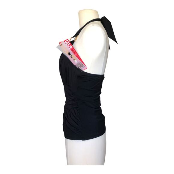 Spanx Lets Go Slimming Whittle Waistline Black Drape Tankini Sim Top Womens Sz 8 - Picture 5 of 16